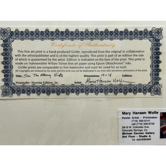 Fine Art "One Too Many Hits" Hand Produced Giclee Print Signed From Mary Hanson - Picture 3 of 11